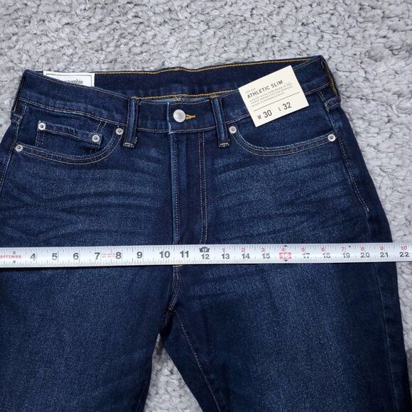Abercrombie Athletic Slim Jeans Dark Wash Blue Stretch Denim Men's Size 30 x 32 - Picture 9 of 10